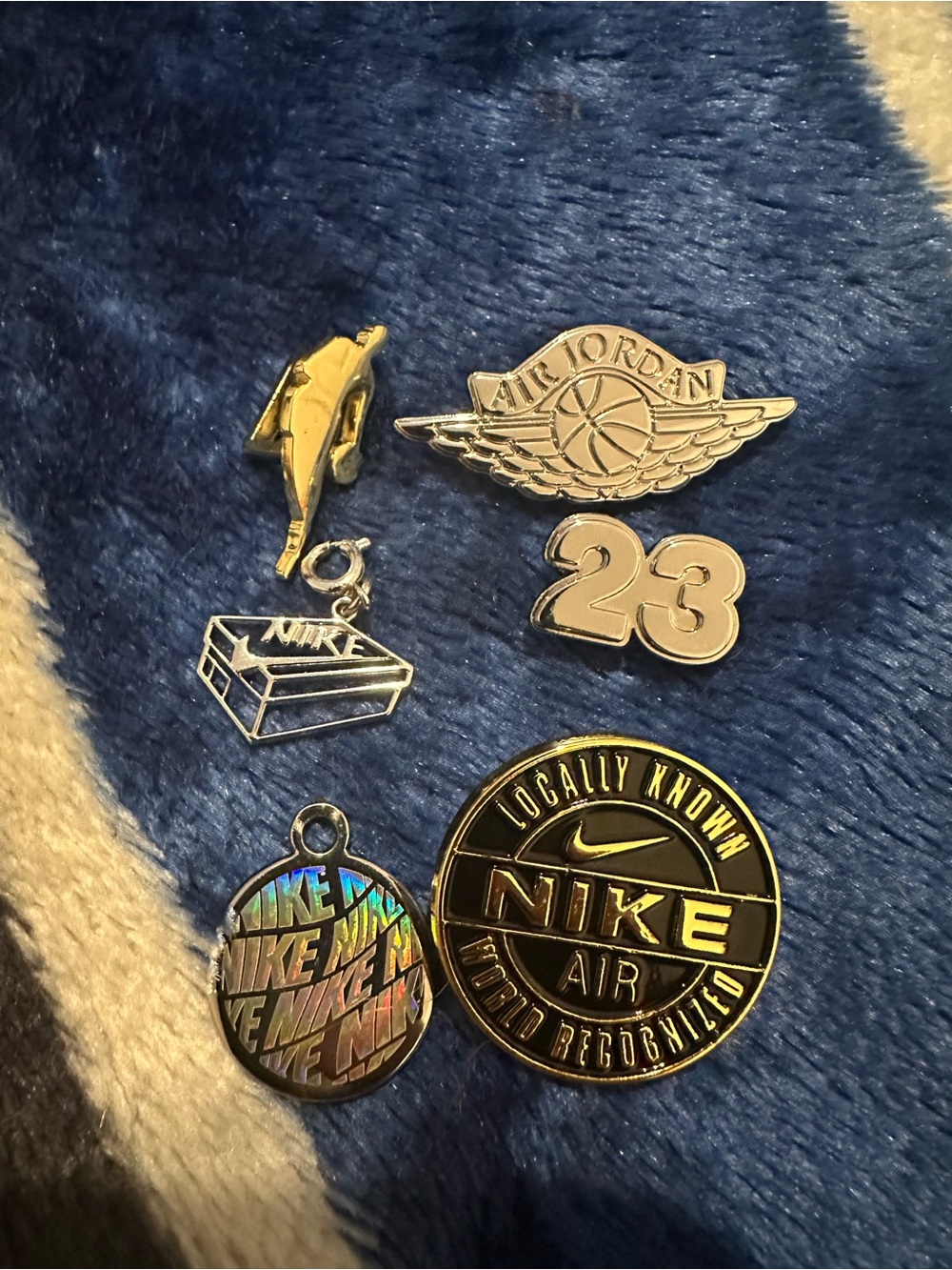 Nike silver and Gold Pin Set Air Jordan Icons wnba Airmax pin accesories 6ct
